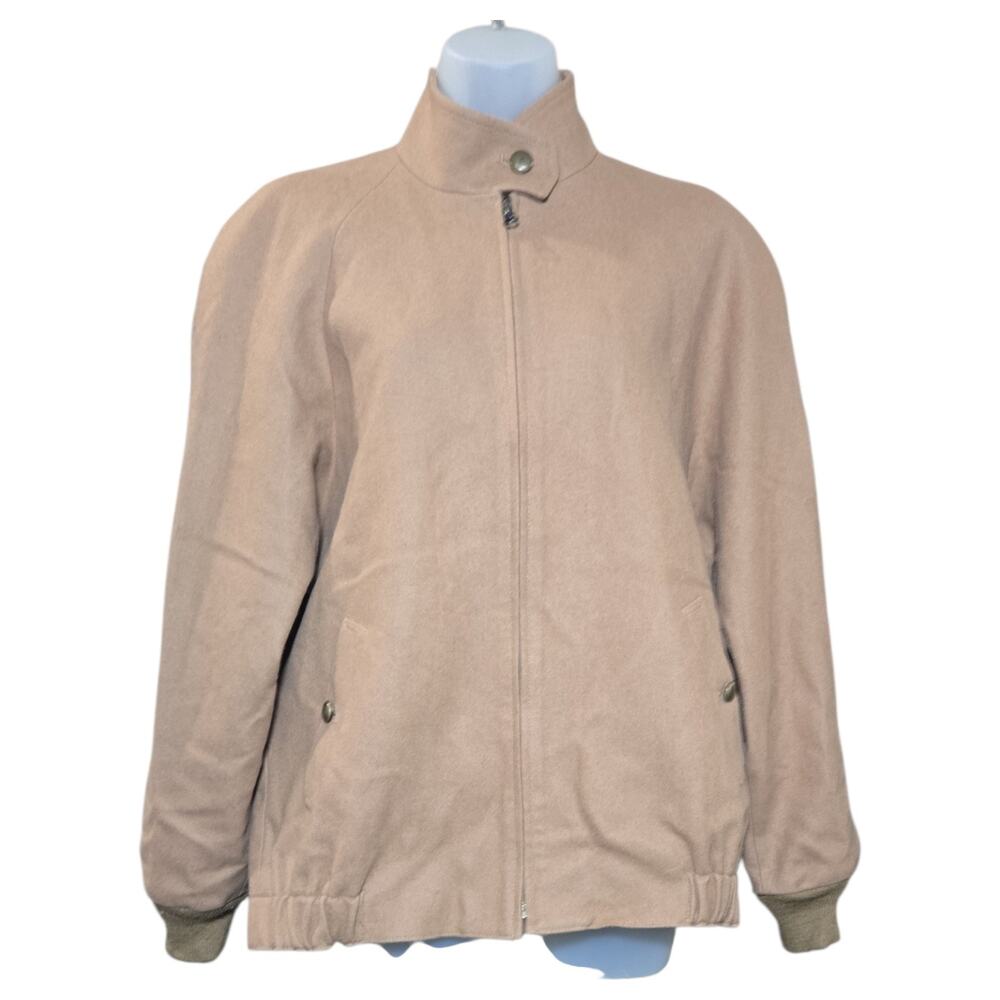 Pendleton Wom Med Tan 100% Virgin Wool Bomber Jacket Made USA Harrington Coat